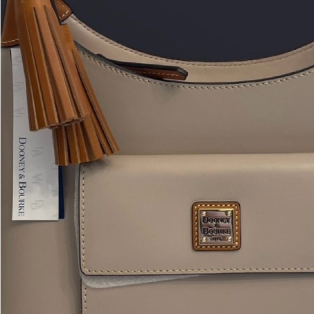Dooney & Bourke Taupe Leather Shoulder Bag - Picture 2 of 2